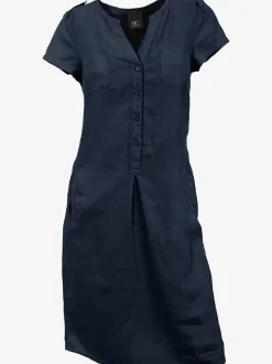 Robe d'été en pur lin avec encolure ronde et poches