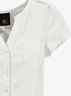 Robe d'été en pur lin avec encolure ronde et poches