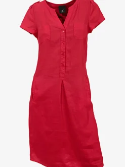 Robe d'été en pur lin avec encolure ronde et poches