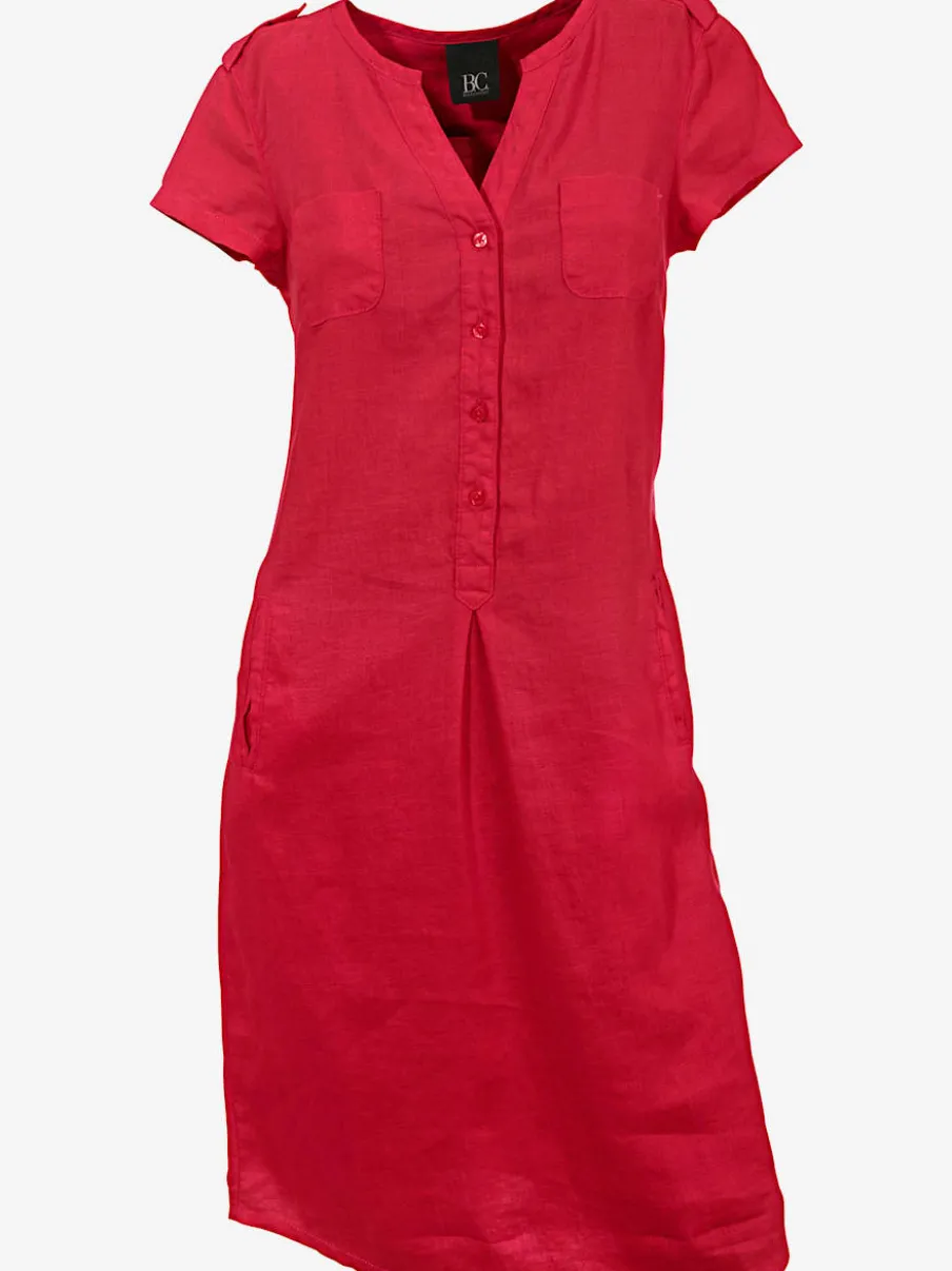 Robe d'été en pur lin avec encolure ronde et poches