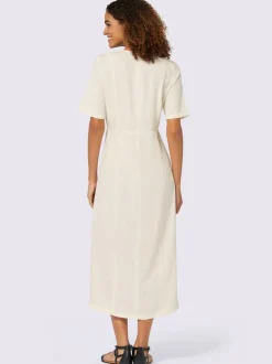 Robe d'été en viscose et lin à boutons classiques