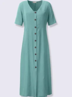 Robe d'été en viscose et lin à boutons classiques