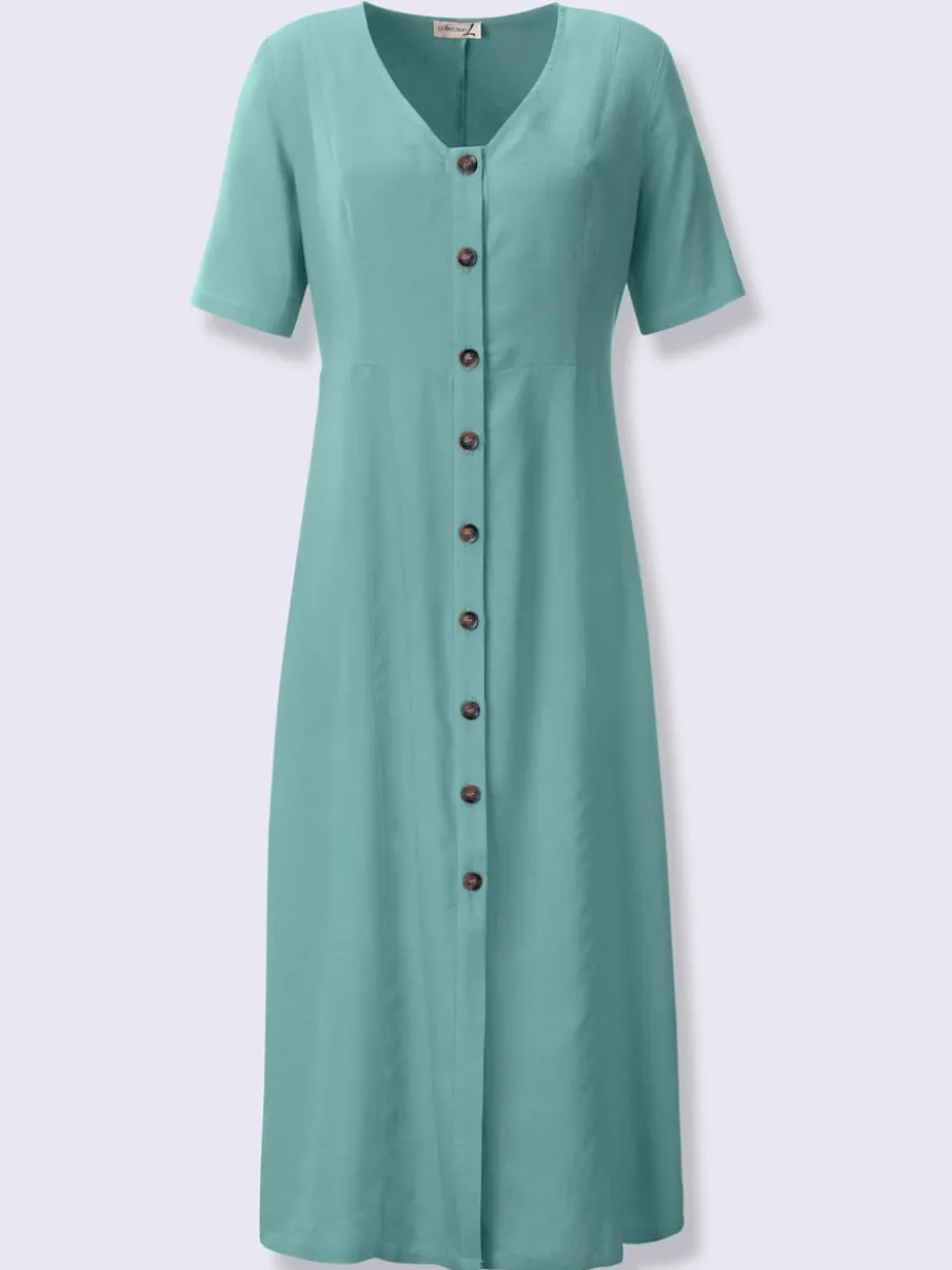 Robe d'été en viscose et lin à boutons classiques