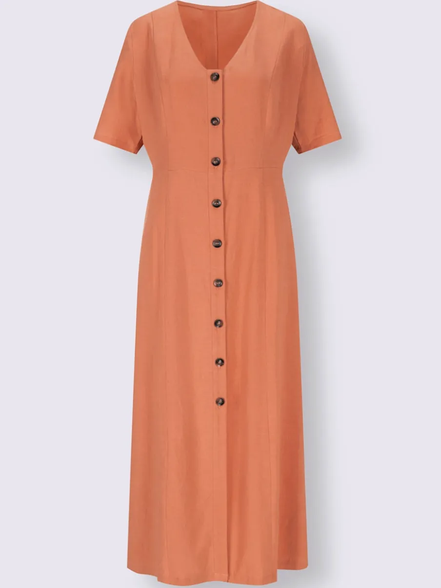 Robe d'été en viscose et lin à boutons classiques