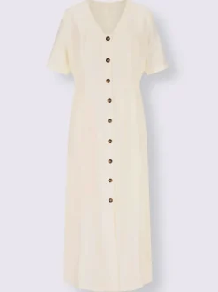Robe d'été en viscose et lin à boutons classiques