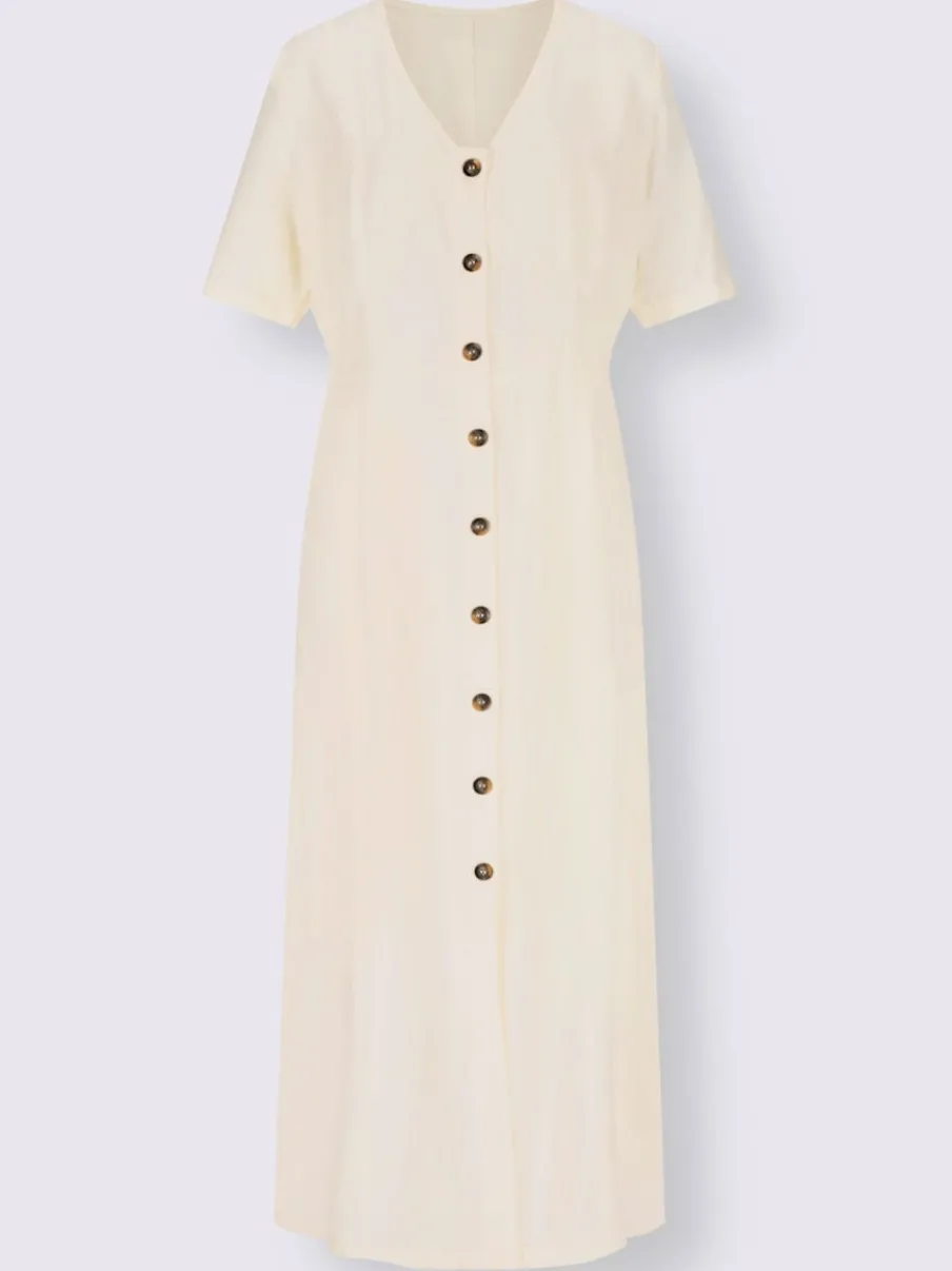 Robe d'été en viscose et lin à boutons classiques