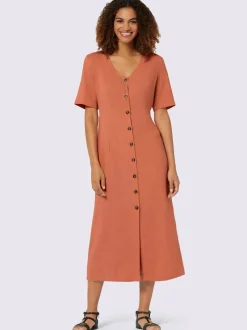 Robe d'été en viscose et lin à boutons classiques