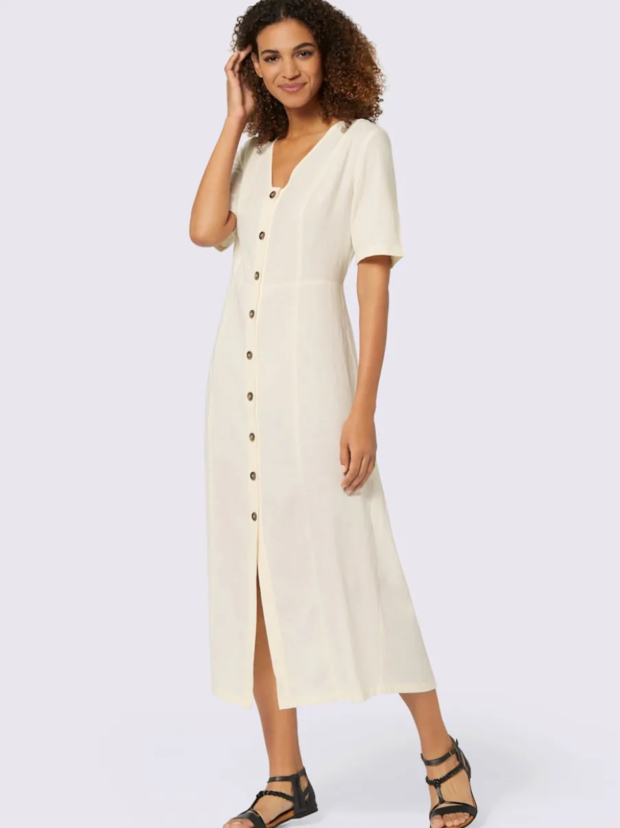Robe d'été en viscose et lin à boutons classiques