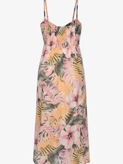 Robe d'été fleurie avec bretelles spaghetti et boutons