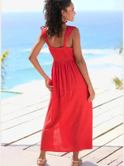 Robe d'été imprimée avec encolure en V froncée