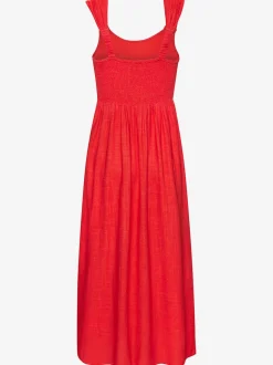 Robe d'été imprimée avec encolure en V froncée