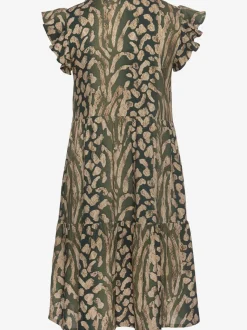Robe d'été imprimée à encolure en V et manches chauve-souris