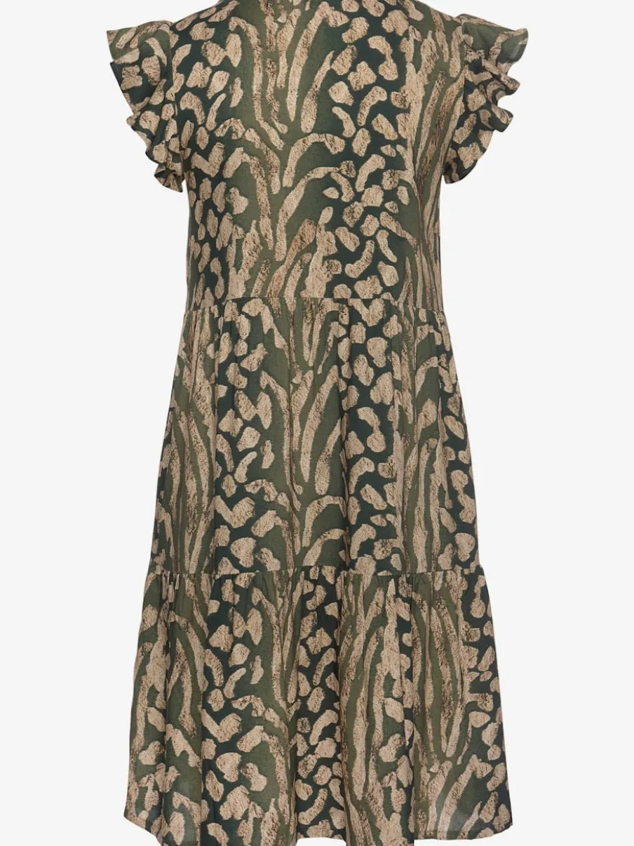 Robe d'été imprimée à encolure en V et manches chauve-souris