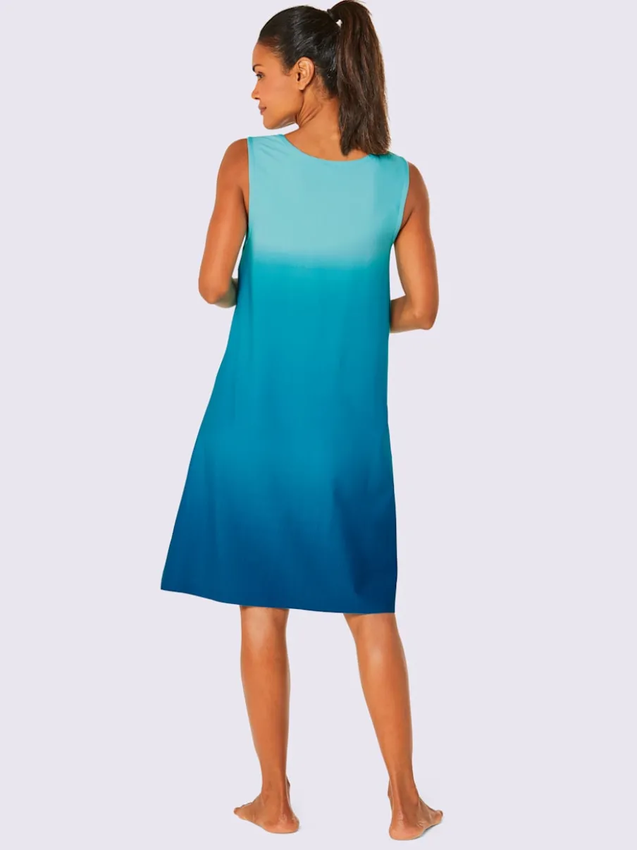 Robe d'été jersey fin avec col rond et coupe évasée