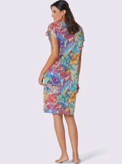 Robe d'été légère avec col rond et mancherons noués
