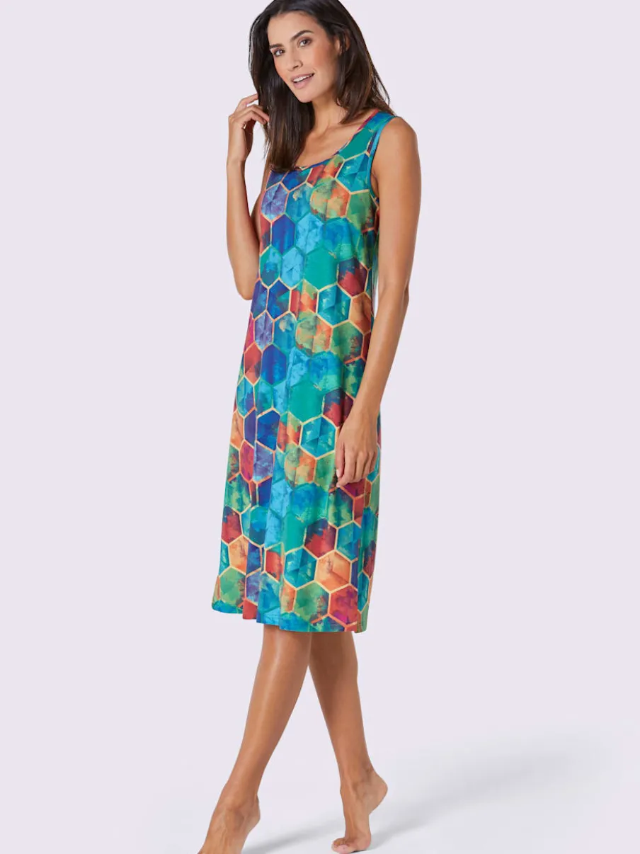 Robe d'été à motif géométrique et encolure ronde