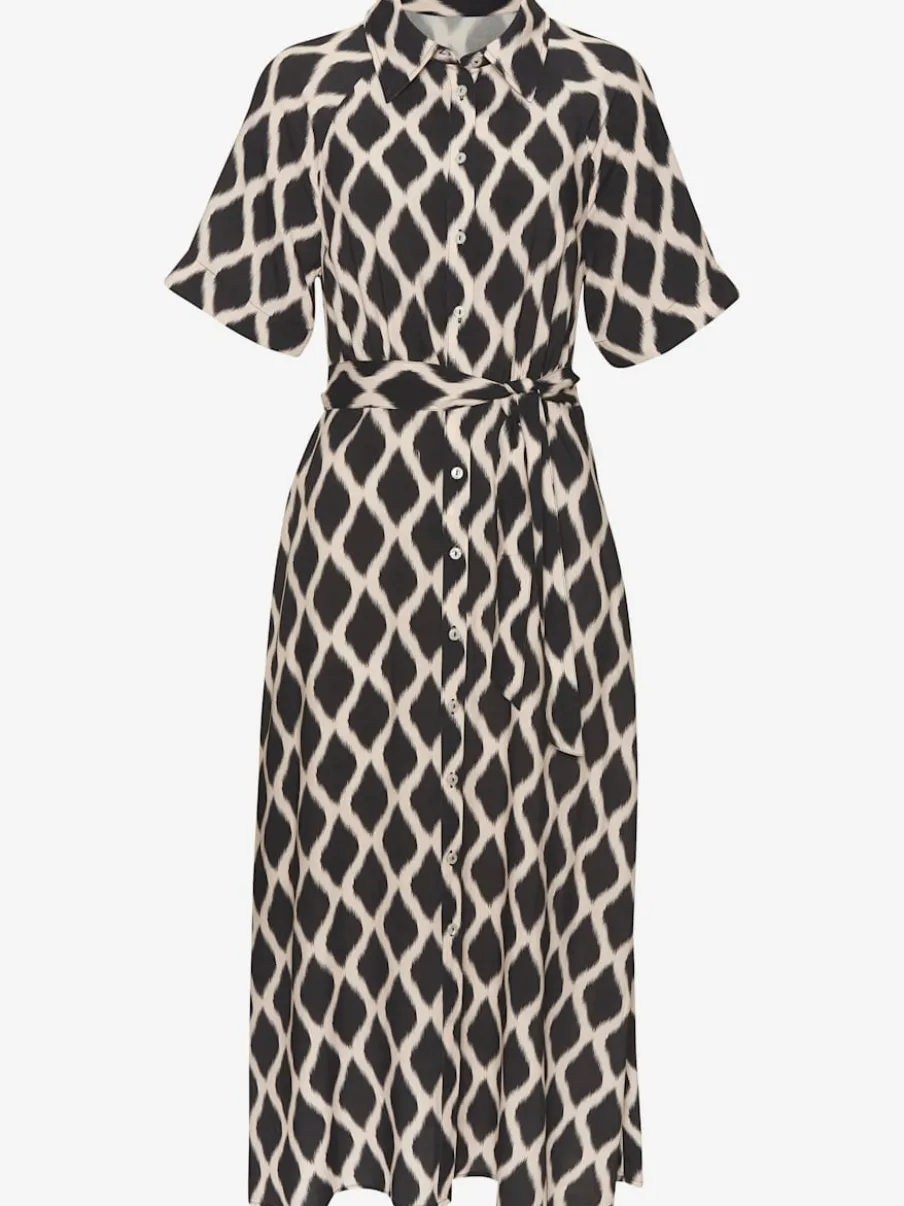 Robe d'été à petit col chemisier avec manches courtes et motif géométrique