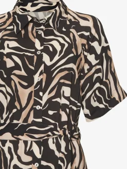 Robe d'été à petit col chemisier avec manches courtes et imprimé animalier