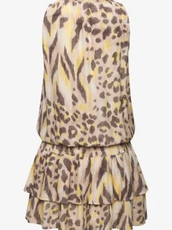 Robe d'été sans manches avec encolure à volants et jupe évasée à volants
