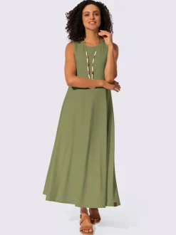 Robe d'été sans manches à encolure ronde avec poches pratiques