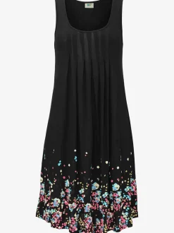 Robe d'été sans manches à motifs floraux avec détails plissés