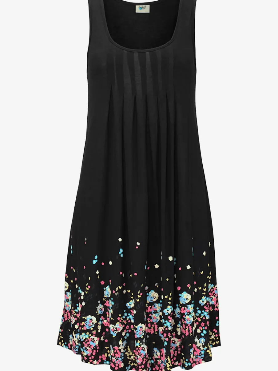Robe d'été sans manches à motifs floraux avec détails plissés