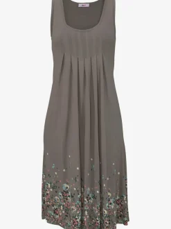 Robe d'été sans manches à motifs floraux avec détails plissés