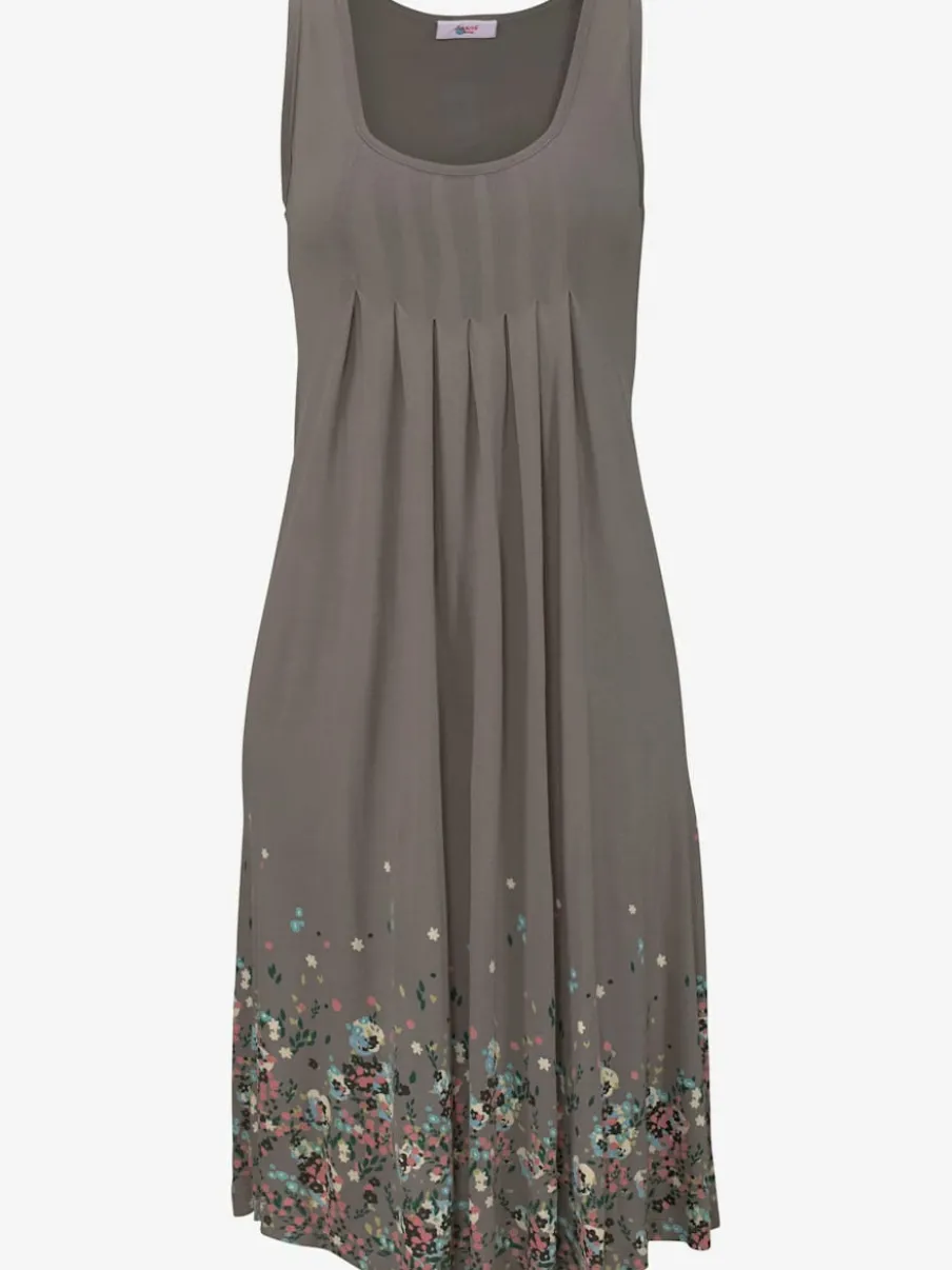 Robe d'été sans manches à motifs floraux avec détails plissés