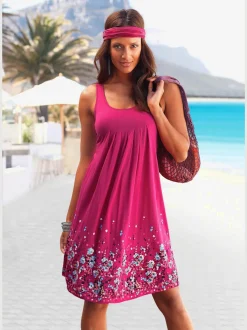 Robe d'été sans manches à motifs floraux avec détails plissés