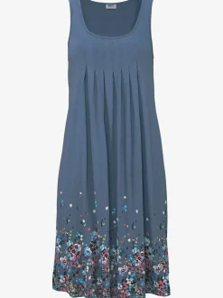 Robe d'été sans manches à motifs floraux avec détails plissés