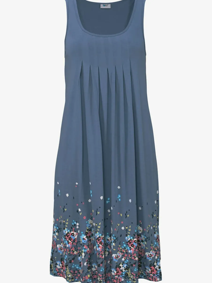Robe d'été sans manches à motifs floraux avec détails plissés