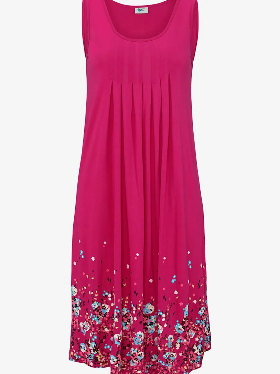 Robe d'été sans manches à motifs floraux avec détails plissés