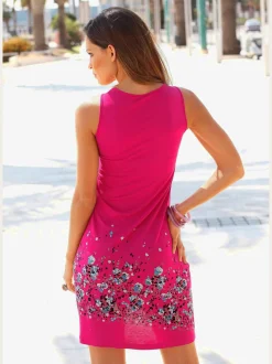Robe d'été sans manches à motifs floraux avec détails plissés