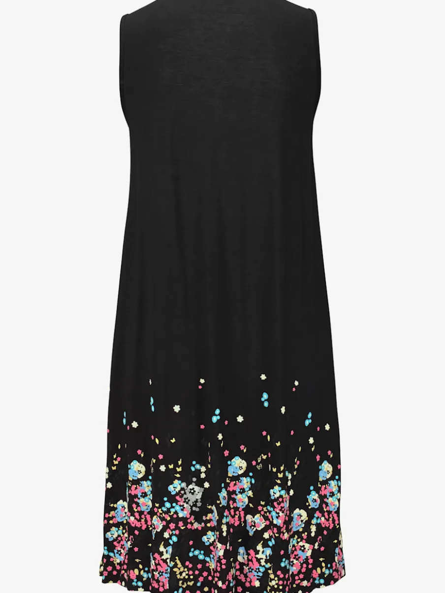 Robe d'été sans manches à motifs floraux avec détails plissés