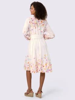 Robe en coton à motifs floraux manches longues et ceinture