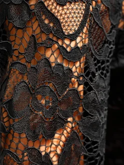 Robe en dentelle dentelle florale légèrement transparente