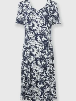 Robe en jersey avec col carré et motif floral