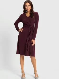 Robe en jersey avec col en V et manches longues