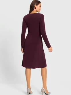 Robe en jersey avec col en V et manches longues