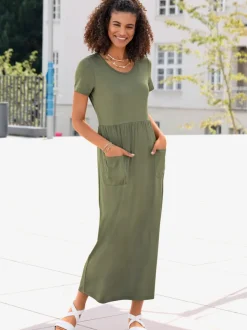 Robe en jersey avec col rond et manches courtes