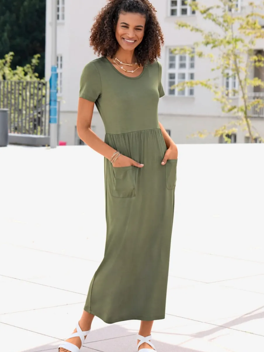 Robe en jersey avec col rond et manches courtes