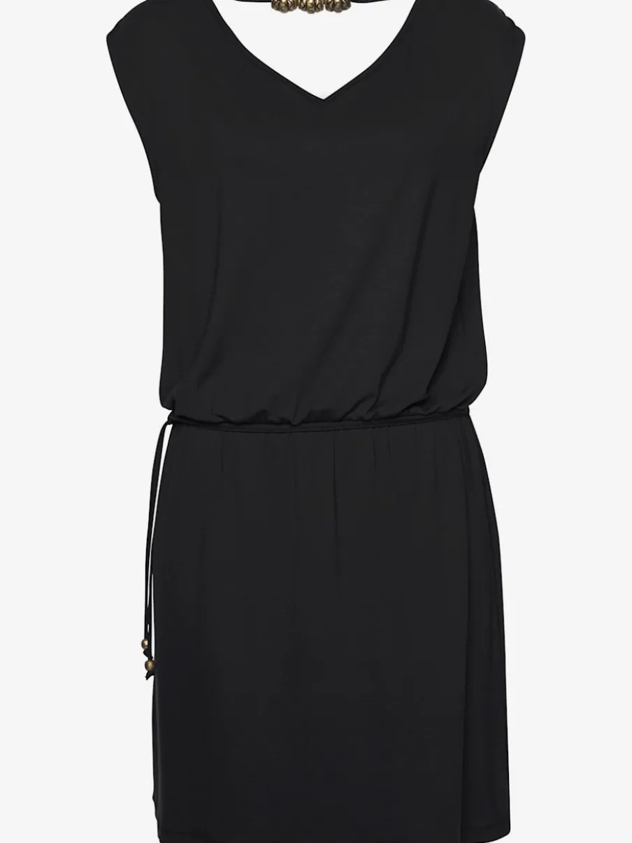 Robe en jersey avec col V et élastique à la taille