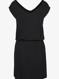 Robe en jersey avec col V et élastique à la taille
