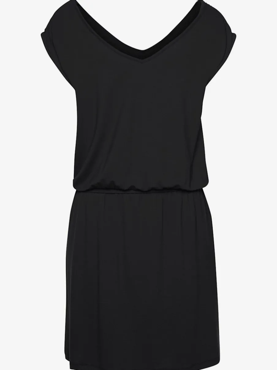 Robe en jersey avec col V et élastique à la taille