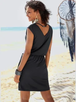 Robe en jersey avec col V et élastique à la taille