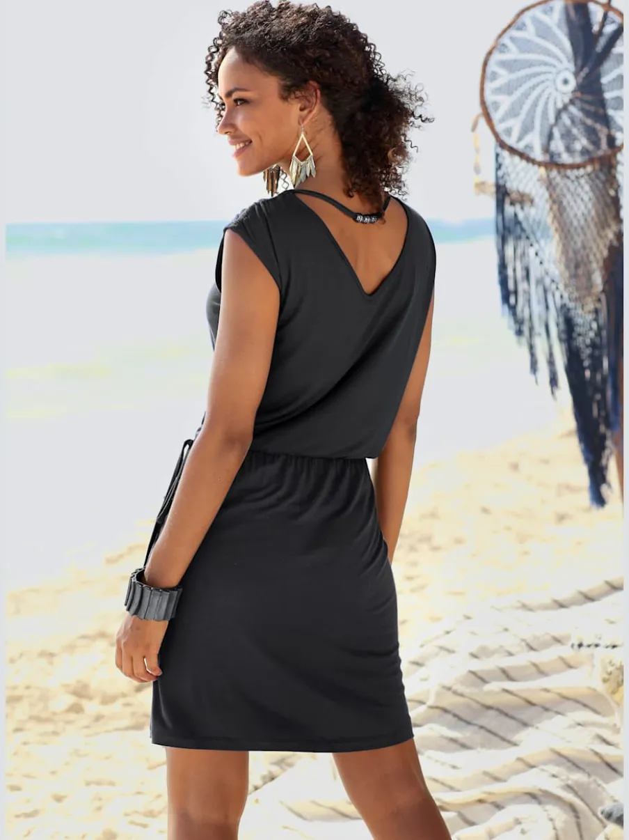 Robe en jersey avec col V et élastique à la taille