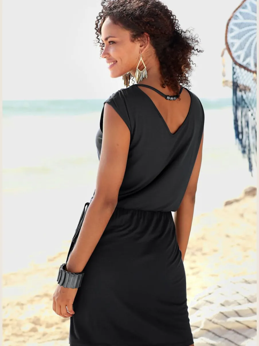 Robe en jersey avec col V et élastique à la taille