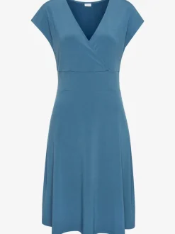 Robe en jersey avec col V et manches courtes à coupe cintrée