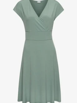 Robe en jersey avec col V et manches courtes à coupe cintrée