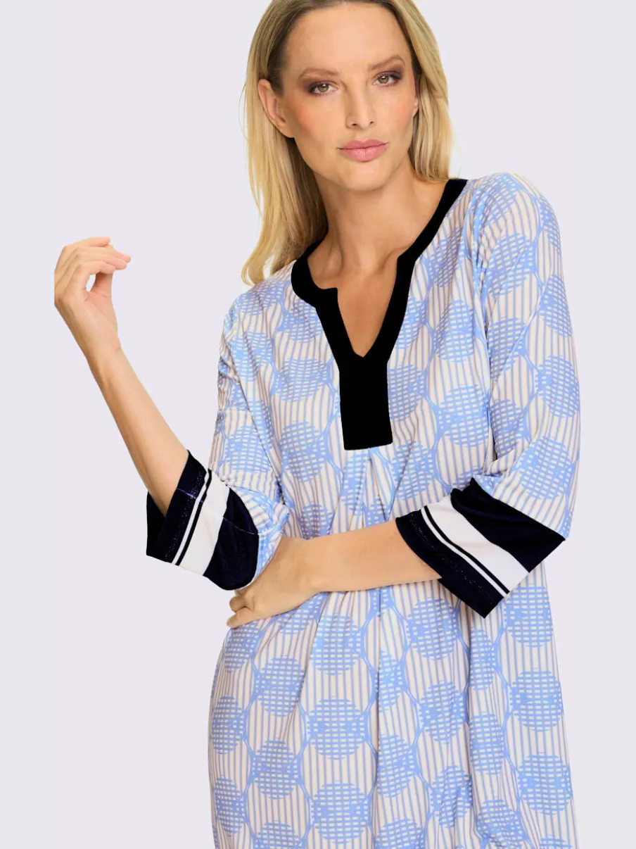 Robe en jersey avec col V et manches trois quarts